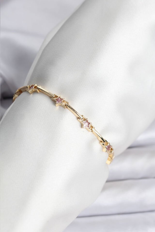 Yıldız Model Gold Renk Pirinç Bileklik - Lisinya