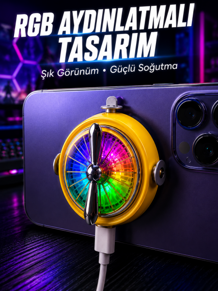 RGB Işıklı Manyetik Telefon Oyun Soğutucu Fan - Lisinya