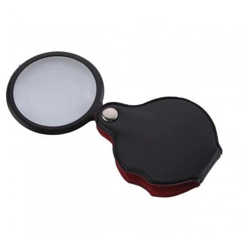 -5x-50mm-mini Büyüteç,cepte Taşınan,optik Lens Katlanabilir Deri Kaplama-xx1051 ( Lisinya )
