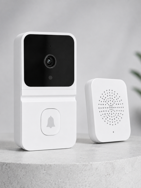Kablosuz Beyaz Akıllı Kapı Zili Wi-Fi Bağlantılı HD Kameralı Ev Güvenlik Sistemi