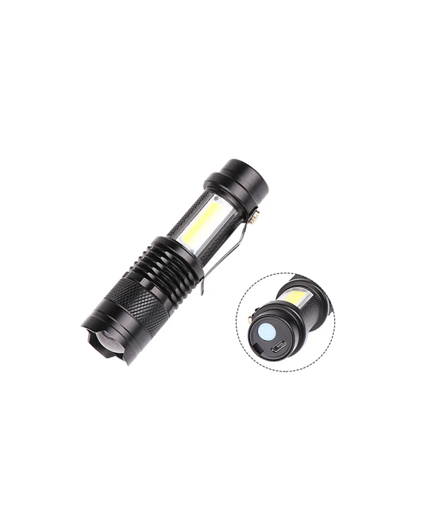 Şarjlı LED El Feneri - 14500 Pil Dahil, 4 Işık Modu, Mini Boy - Lisinya