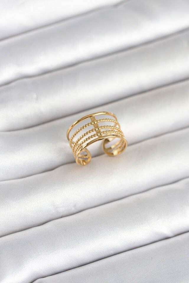 316L Çelik Gold Renk Vintage Model Kadın Yüzük - Lisinya
