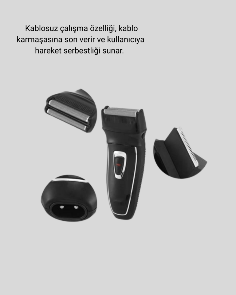 Erkek Tıraş Makinesi Kablosuz Kuru Tıraş Folyo Başlık Yıkanabilir Gövde - Lisinya