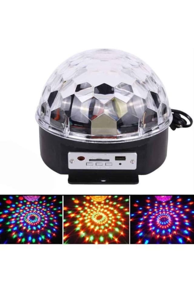 Led Işık Disko Topu Bluetooth Hoparlörlü USB Müzik Çalar Kumandalı - Lisinya