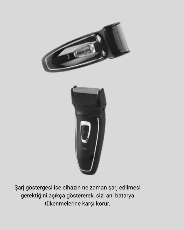 Kablosuz Tıraş Makinesi Çift Başlıklı Kuru Tıraş Folyo Başlık Şarj Göstergeli - Lisinya