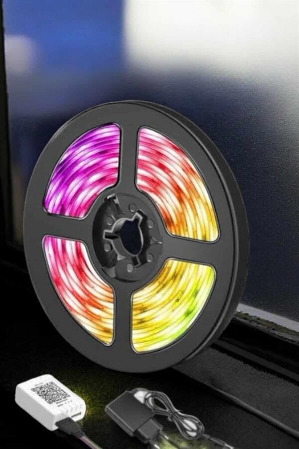 5 Metre Şerit Led RGB Işıklı Kumandalı Güç Adaptörü Her Ortama Uygun - Lisinya