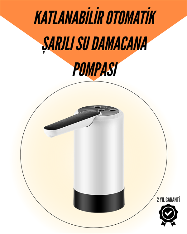 Şarjlı Su Pompası 8000mAh | Cam Damacana Uyumlu | Tek Tuşla Kontrol | USB Şarjlı Otomatik Dolum - Lisinya