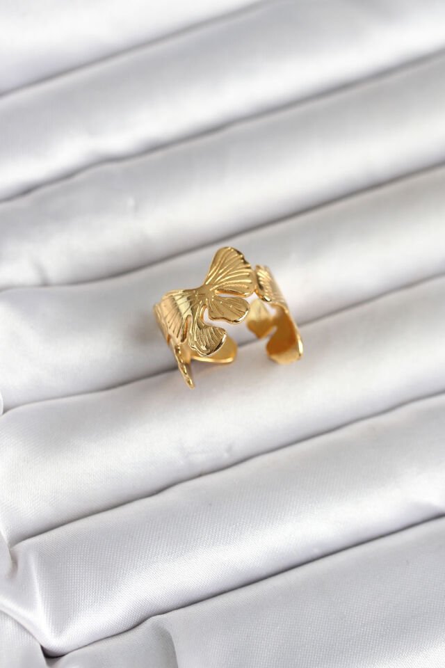 316L Çelik Gold Renk Lotus Model Kadın Yüzük - Lisinya