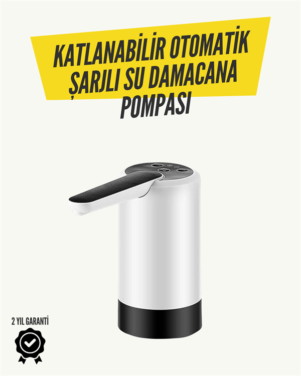 8000mAh Şarjlı Damacana Su Pompası | Tek Tuşla Otomatik Su Alımı | 40-80 Sn Dolum | Katlanabilir Tasarım - Lisinya