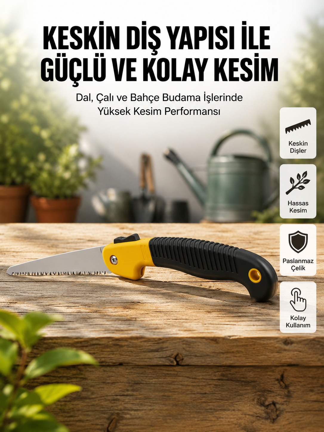 Ergonomik Saplı Katlanabilir Budama Testeresi - Lisinya