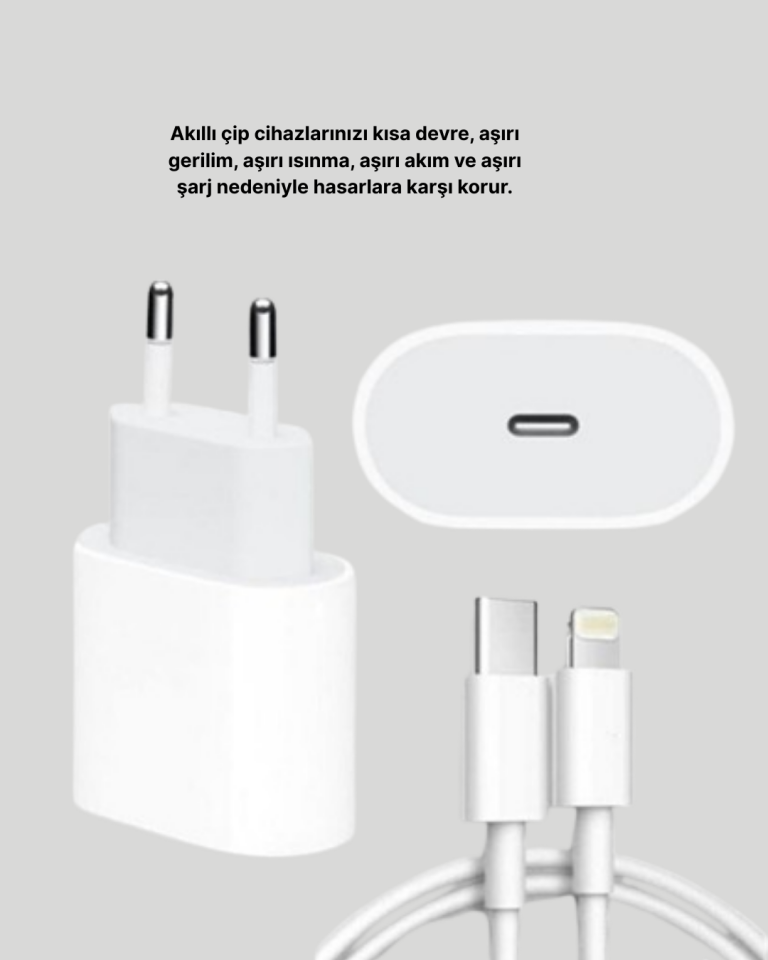 iPhone ve iPad Uyumlu 20W Güvenli USB-C Hızlı Şarj Adaptörü - Lisinya