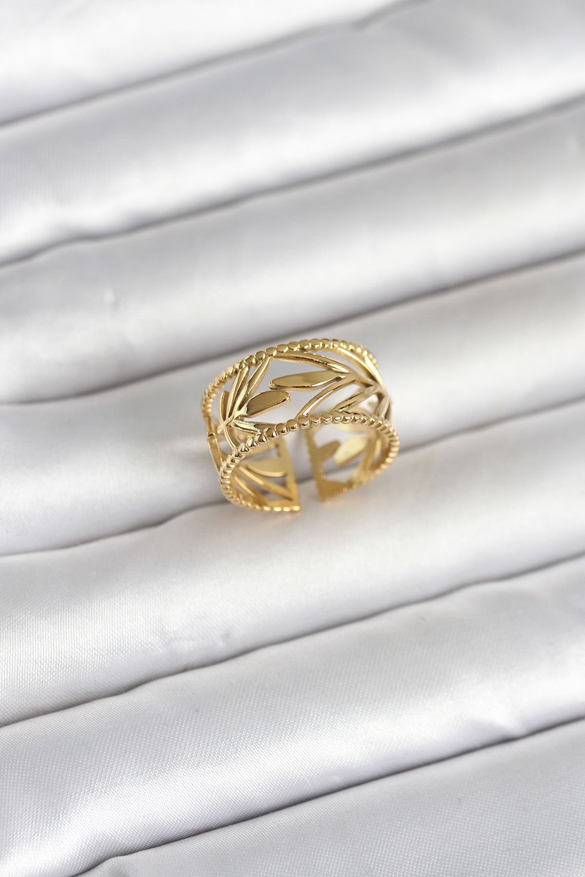 316L Çelik Gold Renk Başak Model Kadın Yüzük - Lisinya