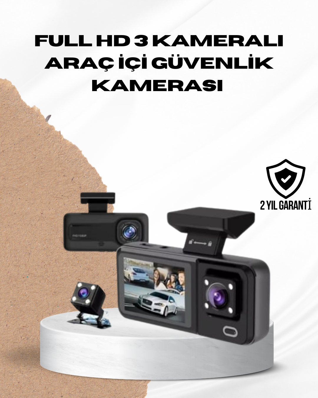 Wi-Fi Bağlantılı Full HD Araç Kamera Seti 3 Kameralı Park Koruma ve Döngü Kayıt - Lisinya