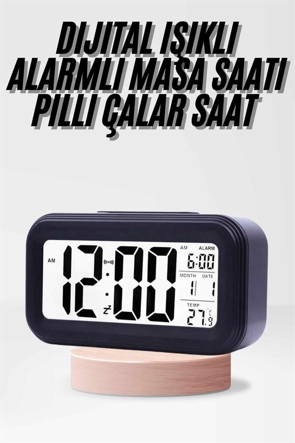 Dijital Işıklı Alarmlı Çalışma Masası Ekran Pilli Çalar Saat - Lisinya