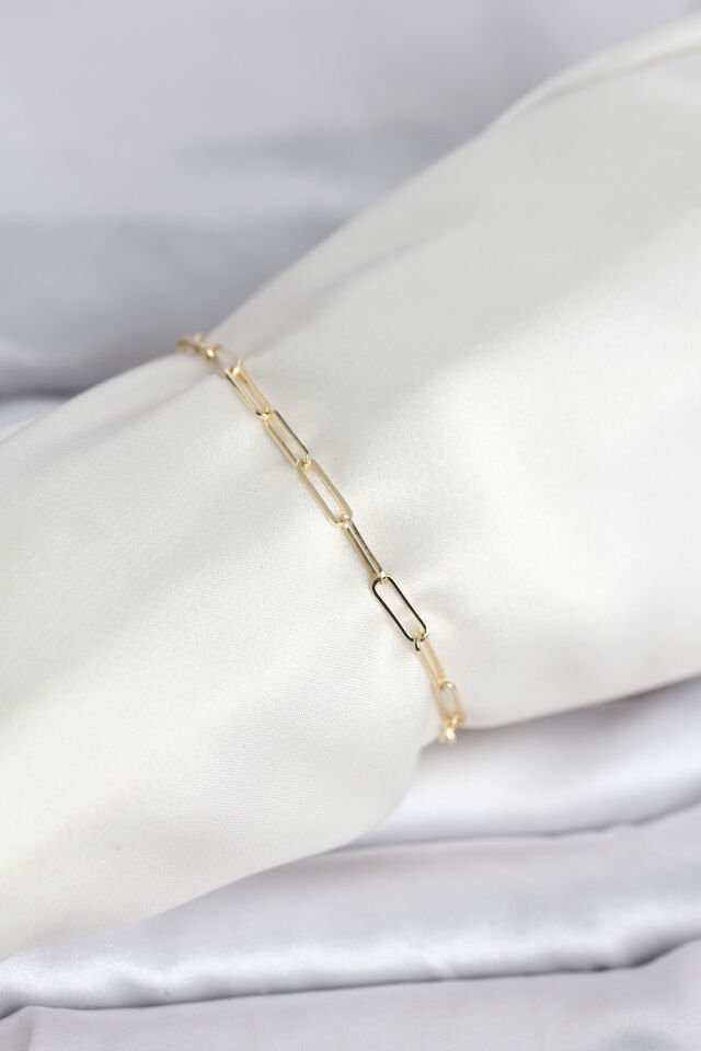 CM 14K Gold Renk Ataç Zincir Model Kadın Bileklik - Lisinya