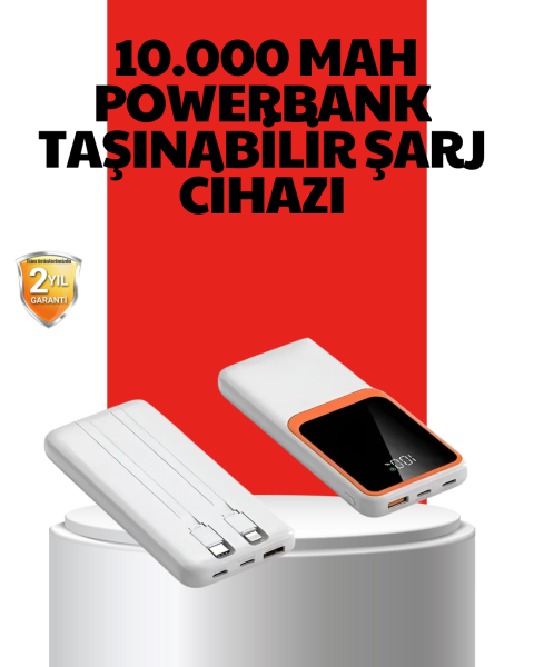 10000 mAh Taşınabilir Powerbank Çift Çıkışlı Type-C ve Lightning Uyumlu - Lisinya