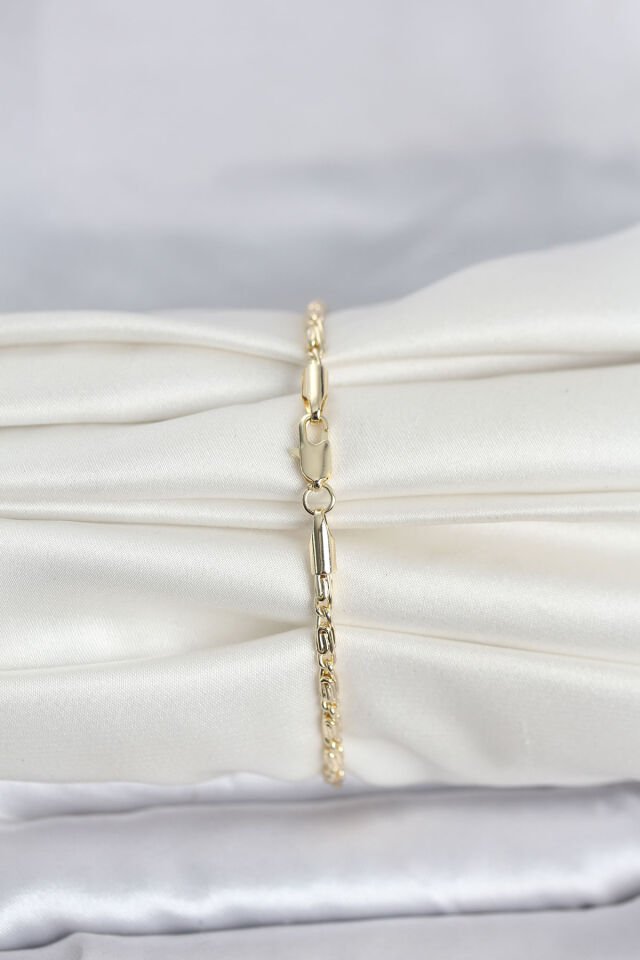 CM 14K Gold Renk Burgu Zincirli Model Kadın Bileklik - Lisinya