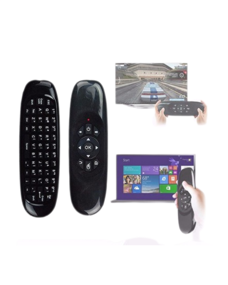 YamanHobi Mini Kablosuz Hava Mouse 360° Hareket Sensörlü TV ve PC Uyumlu Siyah