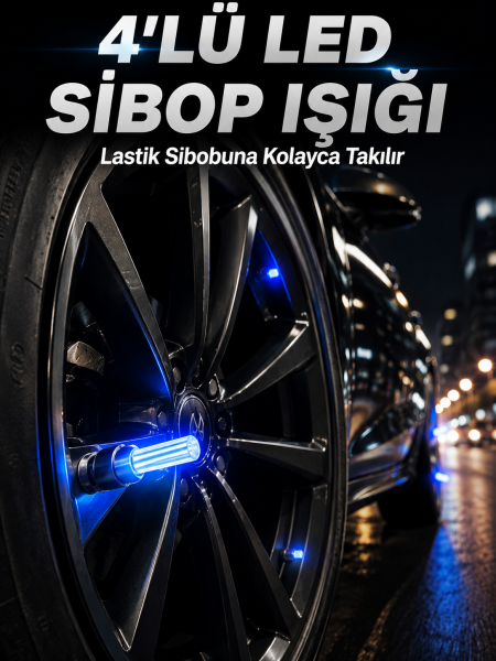 4'lü Araç Sibop LED Işığı Otomatik Açılan Lastik Işığı Seti - Lisinya