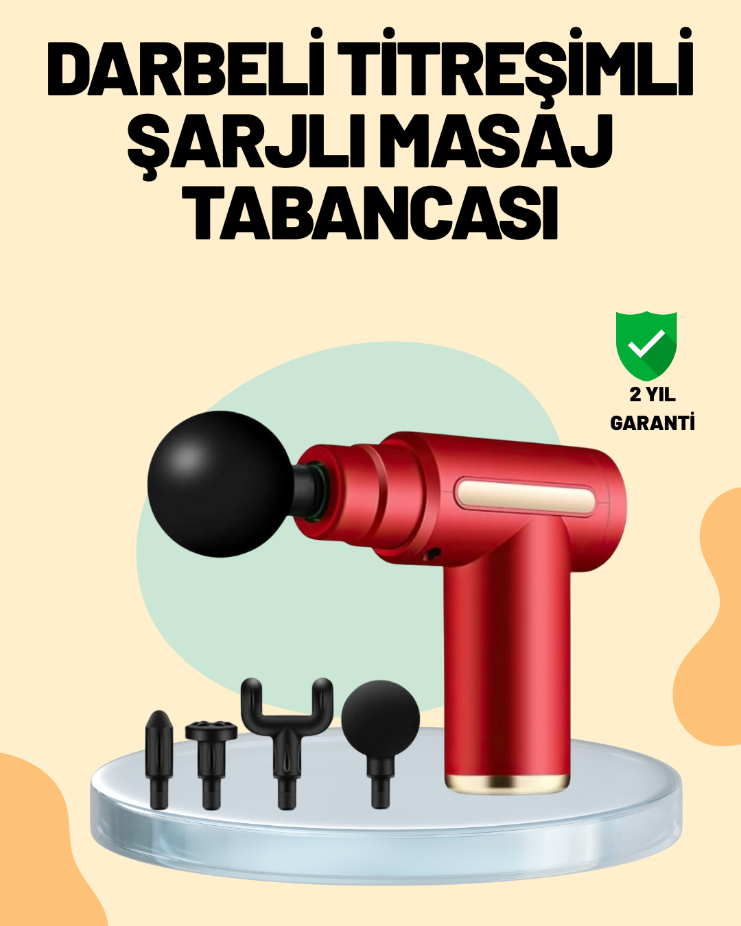 Kas Gevşetici Masaj Tabancası 4 Başlık ve Ayarlanabilir Hız - Lisinya