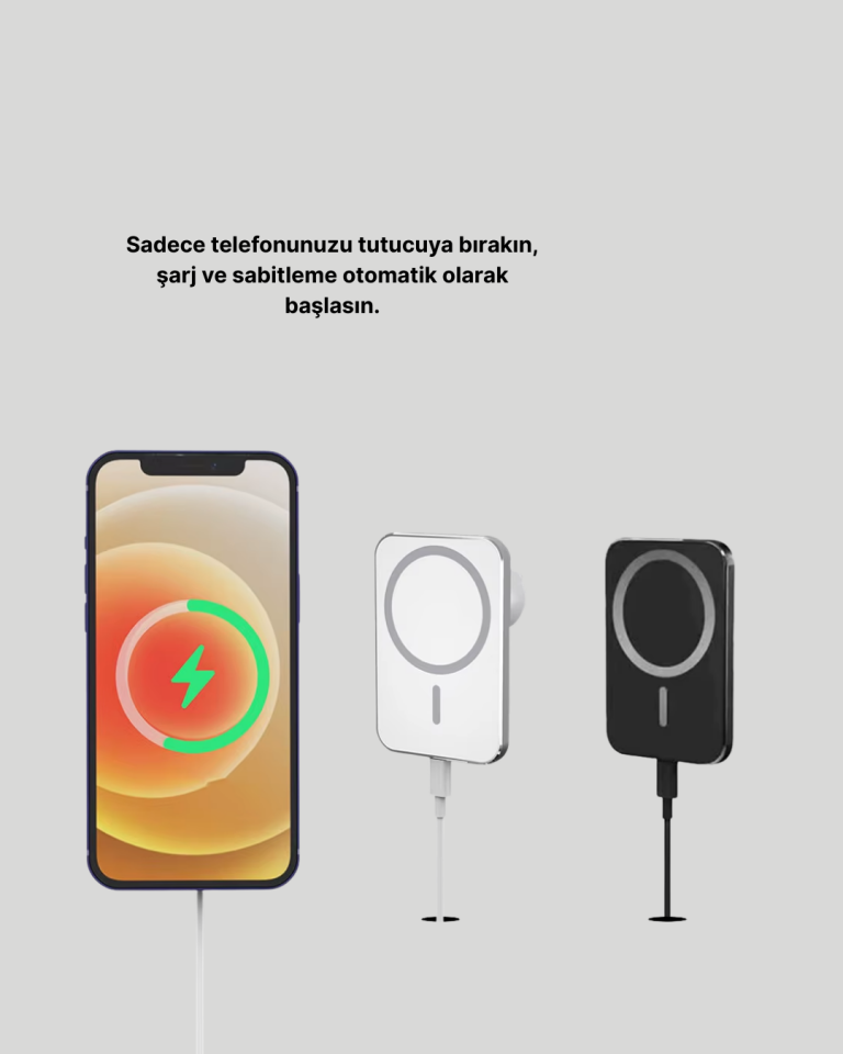 360° Döner Başlıklı MagSafe Araç Telefon Tutucu 15W Güvenli Kablosuz Şarj - Lisinya