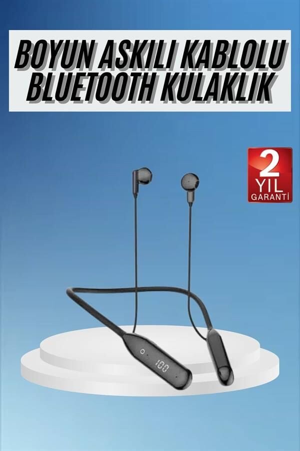 60 Saat Kablolu Boyun Askılı Dijital Göstergeli Bluetooth Kulaklığı - Lisinya