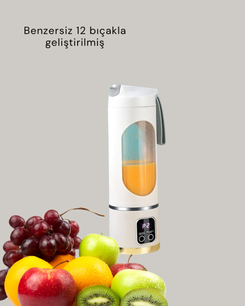 Şarjlı Blender – 12 Bıçaklı, 450 ml Kapasiteli, Taşınabilir Tip-C Mikser