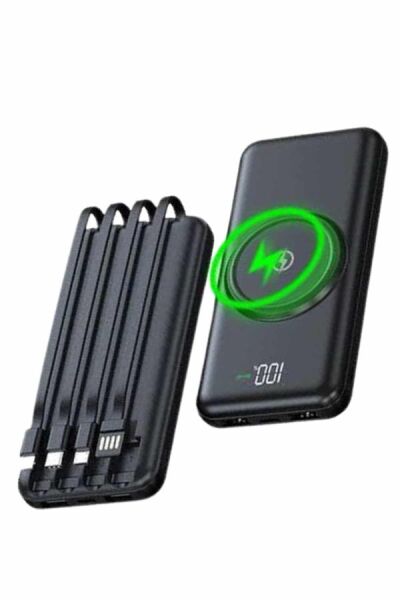 Wireless Powerbank 10000 Mah LED Ekranlı Dahili Kablolu Hızlı Şarj - Lisinya