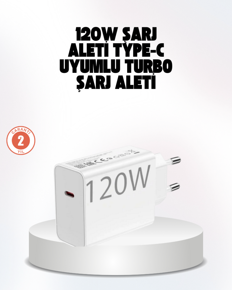 120W Güçlü Hızlı Şarj Adaptörü ve Type-C Kablo Seti – Güvenli Şarj Teknolojisi - Lisinya