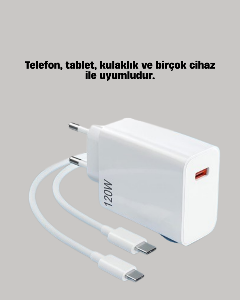 120W Mi Turbo Destekli Hızlı Şarj Cihazı Type-C Uyumlu Akım Korumalı - Lisinya