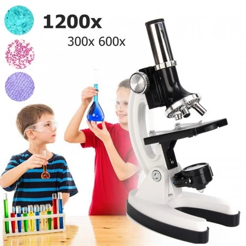 -Mikroskop Taşınabilir Set 28 Parça Eğitim Mikroskop Kiti 300x 600x Ve 1200x çocuklara ( Lisinya )