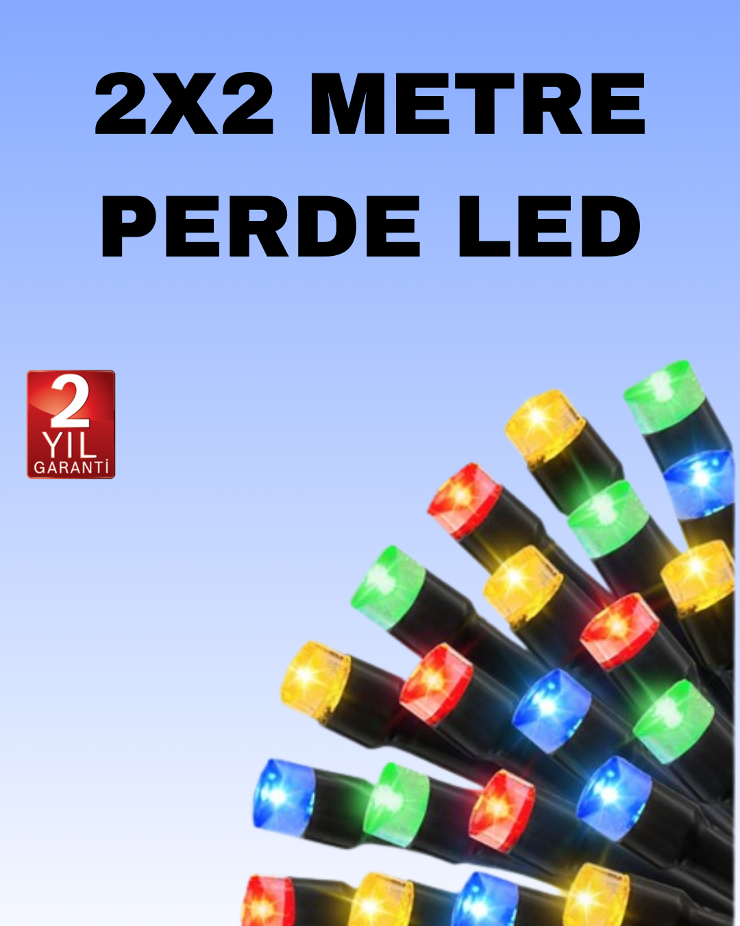 Noel ve Parti Dekorasyonu İçin 2x2 LED Perde Işık – 8 Fonksiyonlu - Lisinya