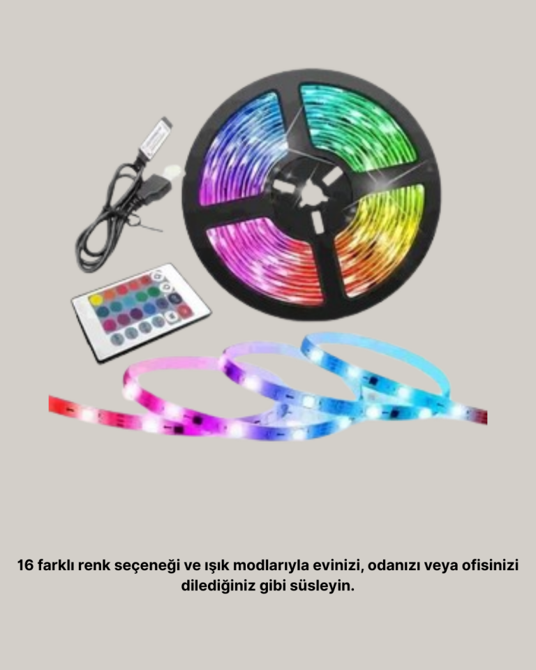 Müziğe Duyarlı Renkli Smart Şerit LED Işık USB Bağlantılı Ambiyans Aydınlatma - Lisinya