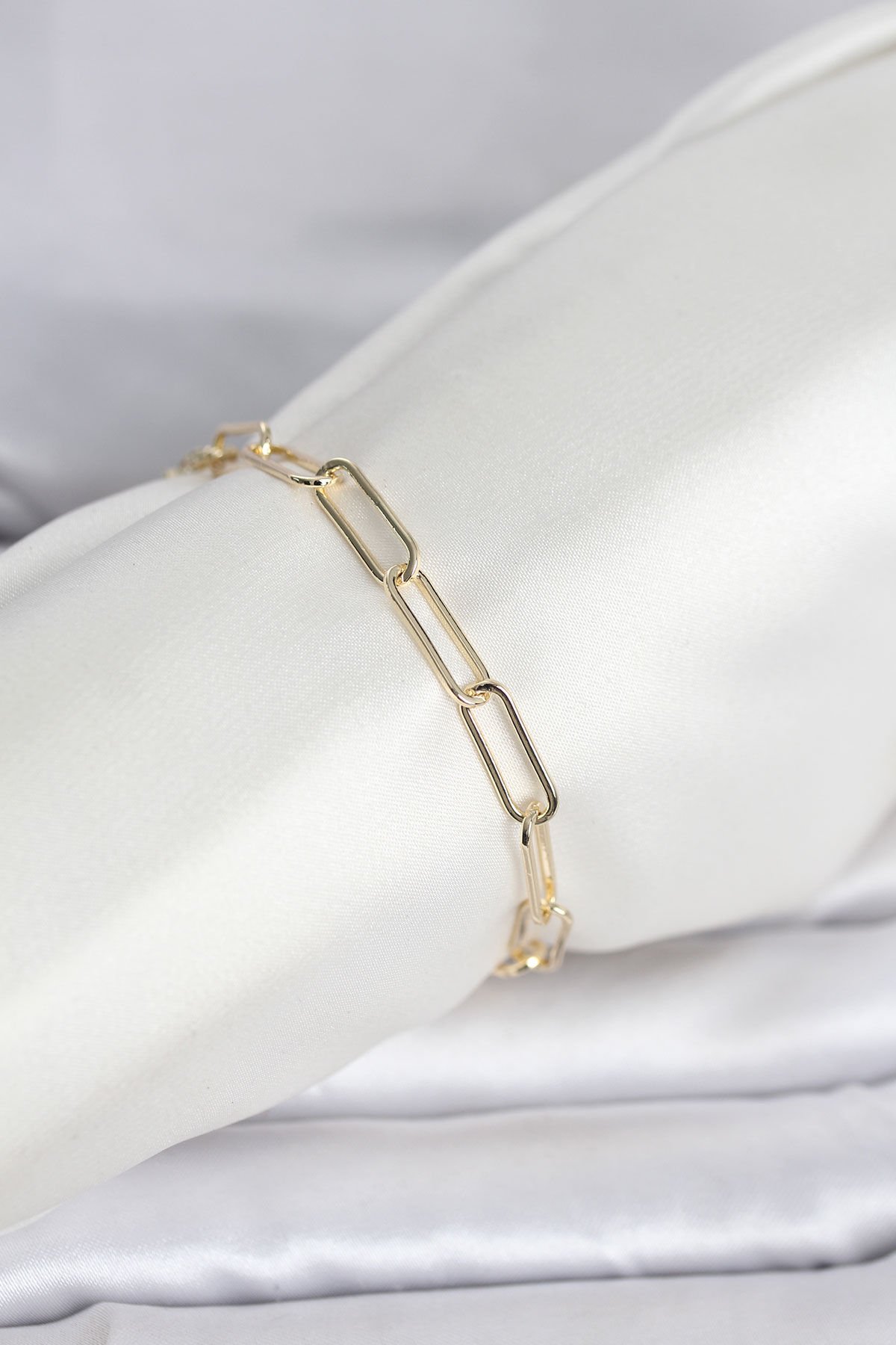 CM 14K Gold Renk Kalın Ataç Zincir Model Kadın Bileklik - Lisinya