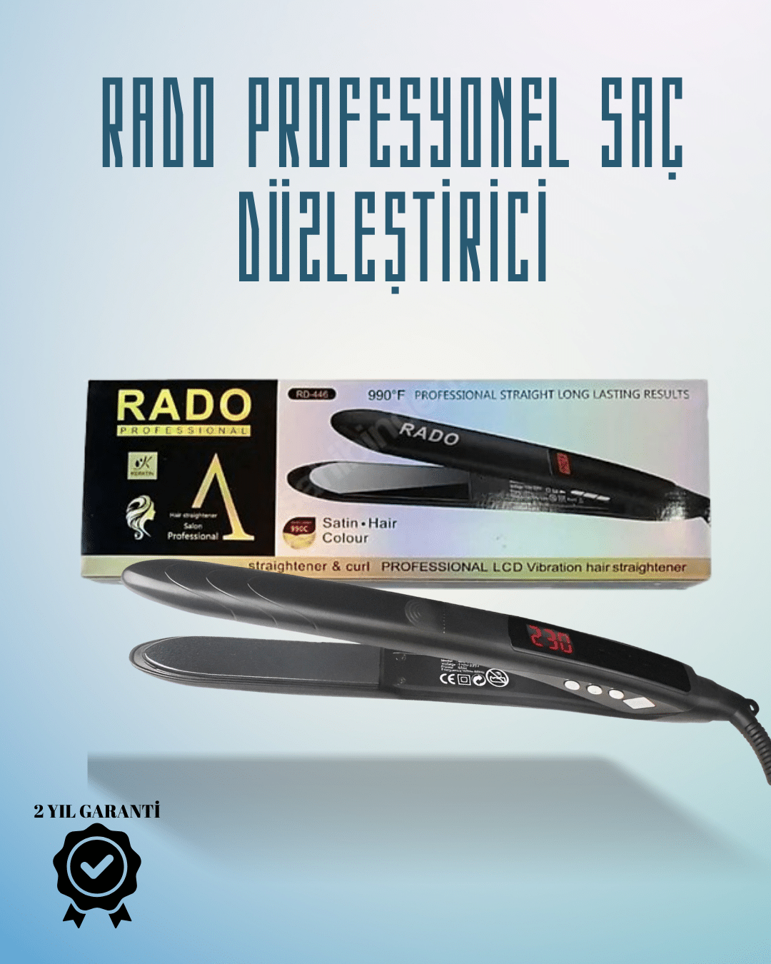 Rado RD-446 Seyahat Dostu Saç Düzleştirici – Güvenlik Kilidi ve Taşınabilir Tasarım - Lisinya