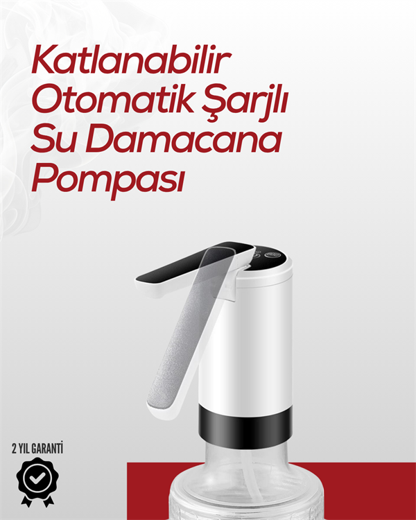 Uzun Şarj Süreli Su Pompası | Tek Tuşla Başlat/Durdur | Cam Damacana Uyumlu | Enerji Tasarruflu 4W Güç - Lisinya