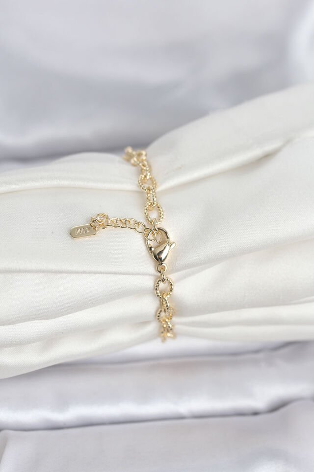 CM 14K Gold Renk Lazerli Halka Model Kadın Bileklik - Lisinya