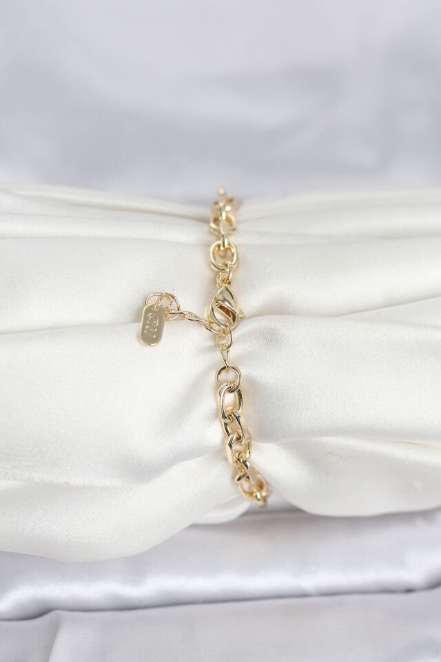 CM 14K Gold Renk Kalın Zincir Model Kadın Bileklik - Lisinya