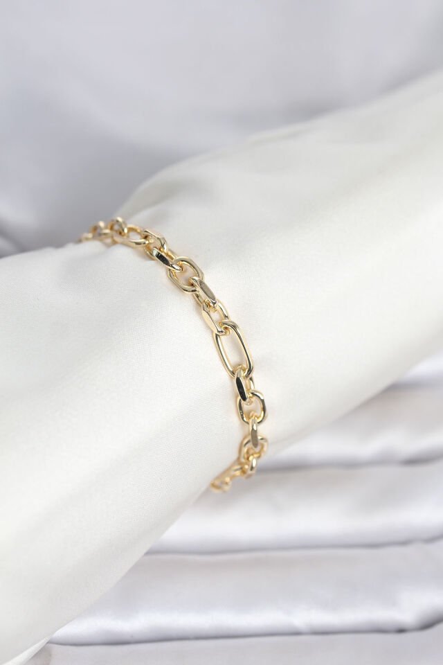 CM 14K Gold Renk Kalın Zincir Model Kadın Bileklik - Lisinya