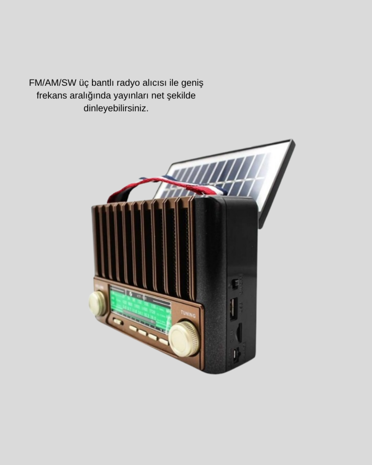 Güneş Enerjili Taşınabilir Hoparlör KTF-1428 Bluetooth Radyo USB SD Kart Destekli - Lisinya