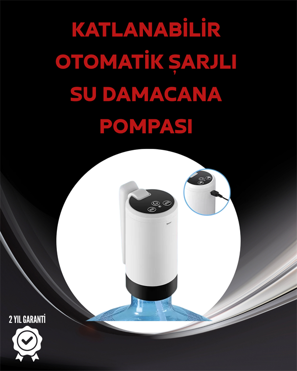 Damacana Üstü Akıllı Su Pompası | 3 Damacana Kullanım | 4W Güç | Micro USB Şarjlı | Katlanabilir & Taşınabilir - Lisinya