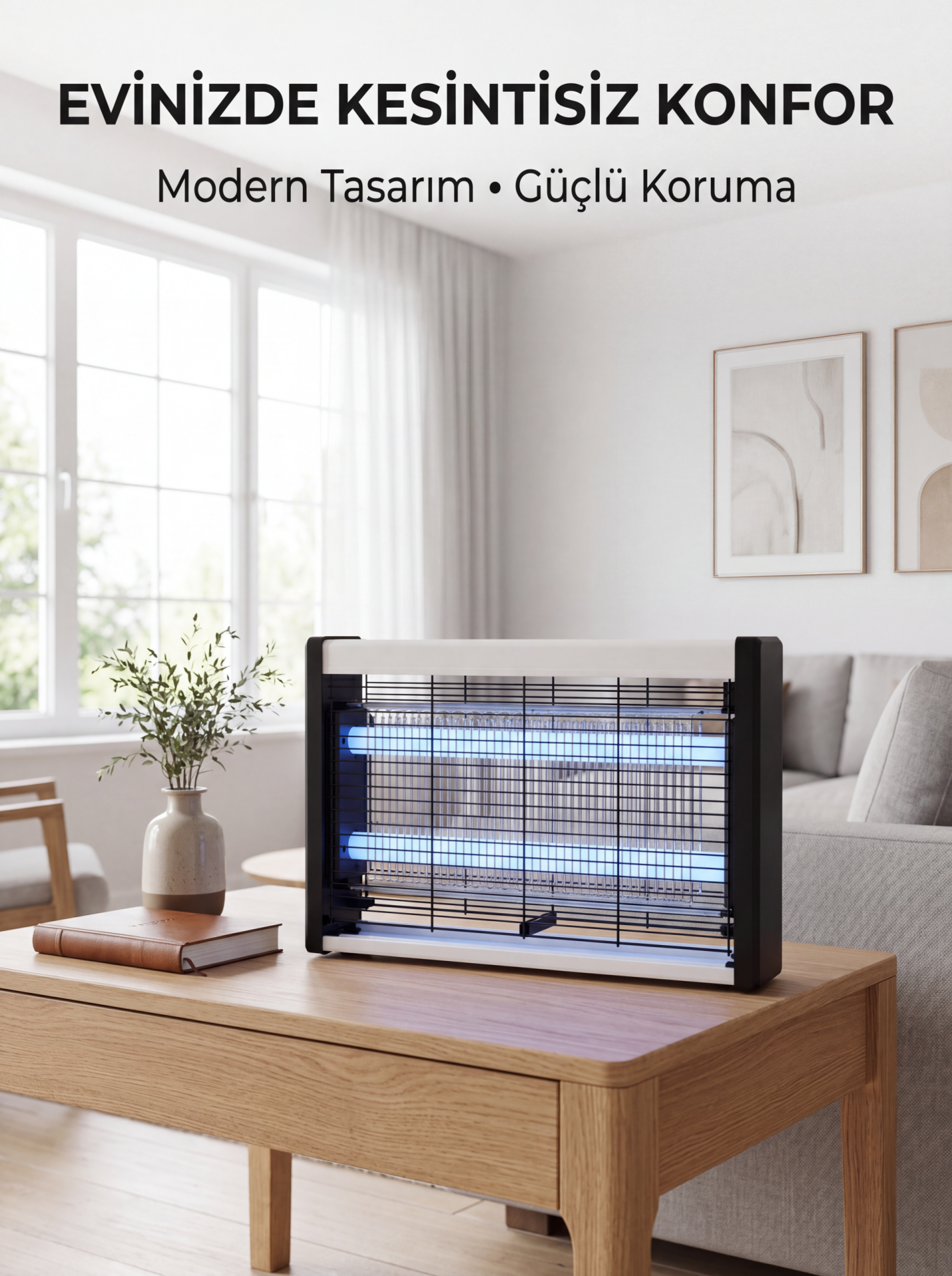 Elektrikli UV Sinek Öldürücü Lamba Çift Işıklı Güçlü Koruma - Lisinya
