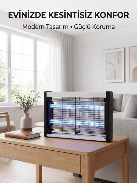 Elektrikli UV Sinek Öldürücü Lamba Çift Işıklı Güçlü Koruma - Lisinya