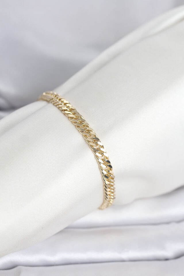 CM 14K Gold Renk Kalın Zincir Model Kadın Bileklik - Lisinya