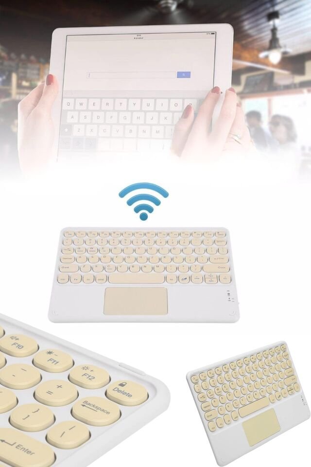 Android ve İOS Uyumlu Bluetooth Klavye Touchpad Slim Kablosuz Wifi Q Klavye - Lisinya