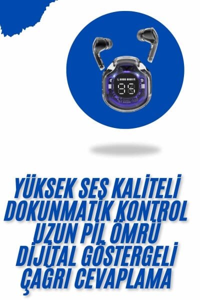 Kablosuz Dijital Göstergeli Powerbanklı IOS ve  Android Uyumlu Kulaklık - Lisinya
