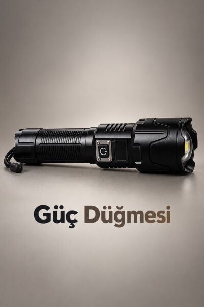 Dijital Göstergeli LED El Feneri Type C Şarjlı Teleskopik Zoom Özellikli - Lisinya