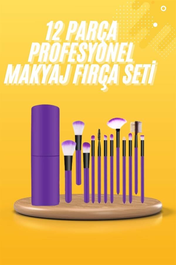 12 Parça Makyaj Fırçası Yumuşak Kıllı Profesyonel Fırça Seti Yüksek Kaliteli Pürüzsüz - Lisinya