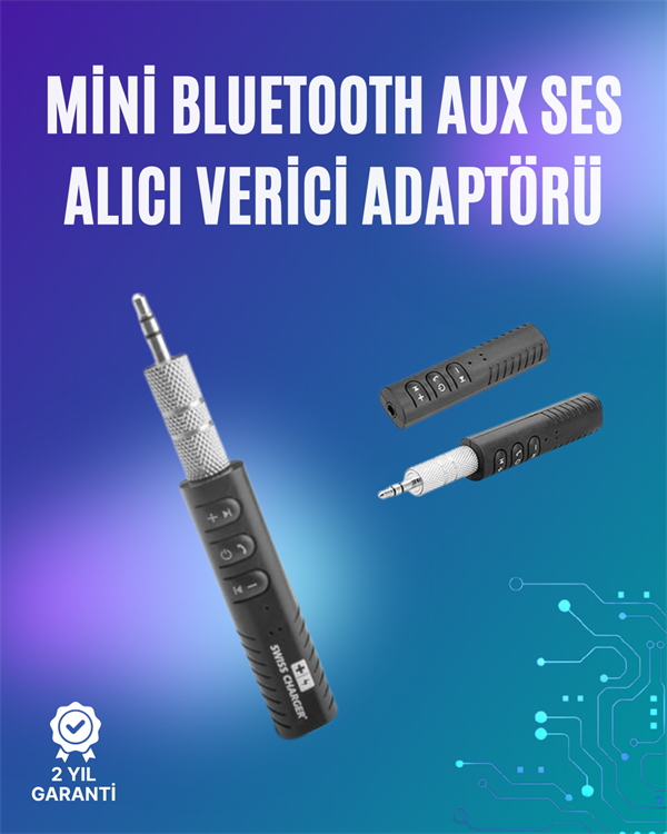 Mini Bluetooth Müzik Alıcısı | Ev & Araç Stereo Sistemlerine Kablosuz Bağlantı - Lisinya