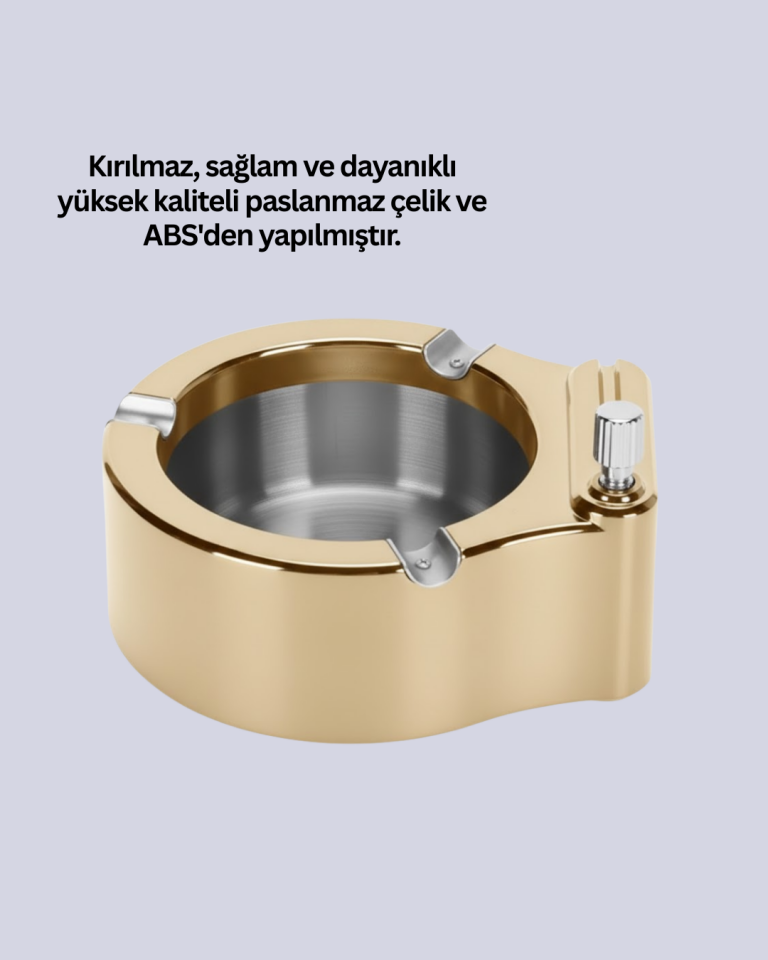 Paslanmaz Çelik Küllük Çakmaklı Masa Üstü Kullanım - Lisinya